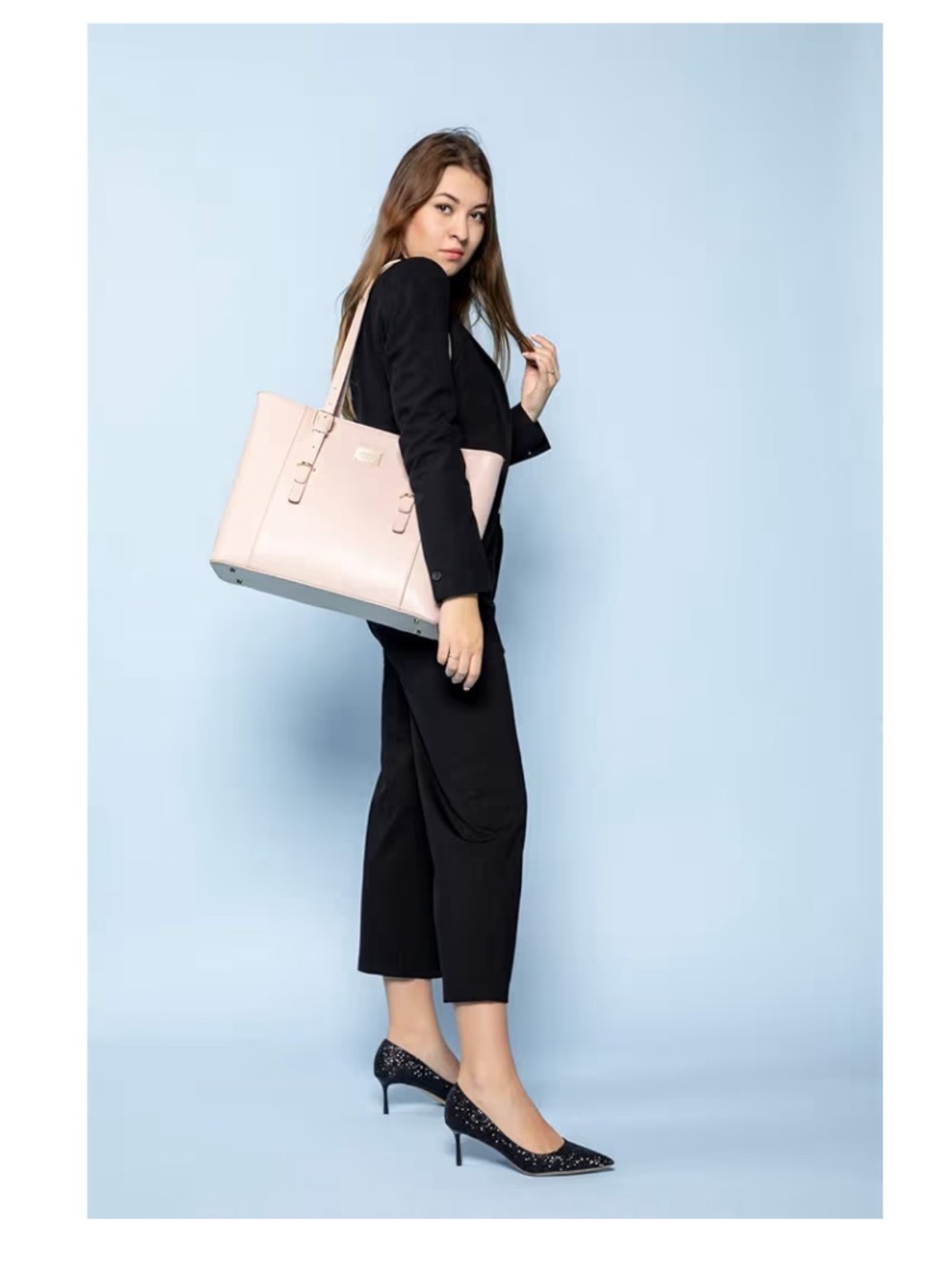 LOVEVOOK Laptop Bag for Women, Structured Leather Computer Bag
